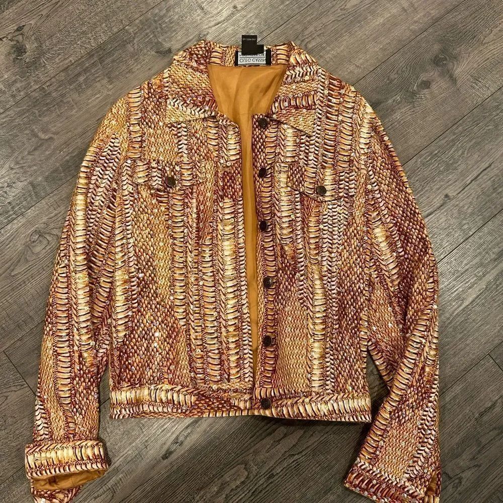 Brown Crocodile Print Women Jacket